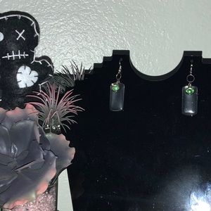 Authentic Quartz Crystal and Uranium Glass Gemstone Earrings